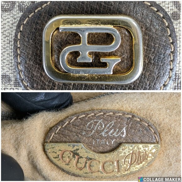 Authentic GUCCI Plus GG Pattern Shoulder/Crossbody Bag PVC Leather Brown Italy - Picture 8 of 16